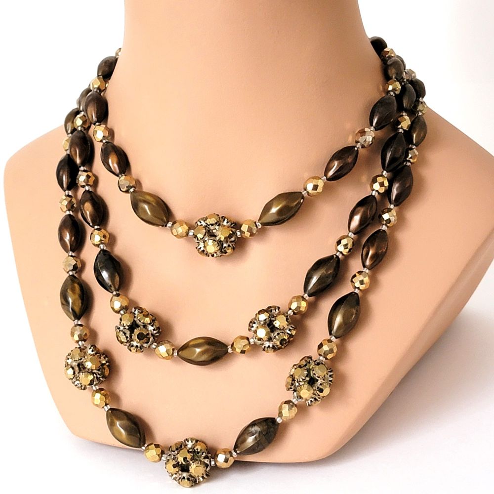 Rhinestone ball beaded choker.