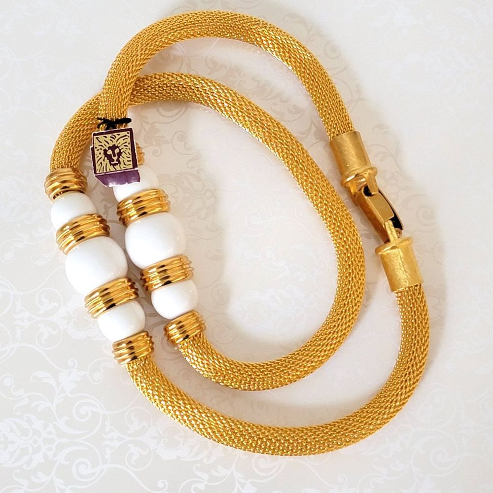 Vintage gold tone mesh necklace by Anne Klein.