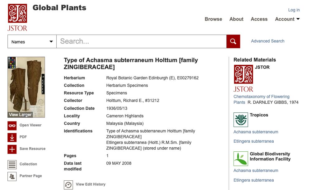 Where are the plant type specimens? Mapping JSTOR Global Plants to GBIF