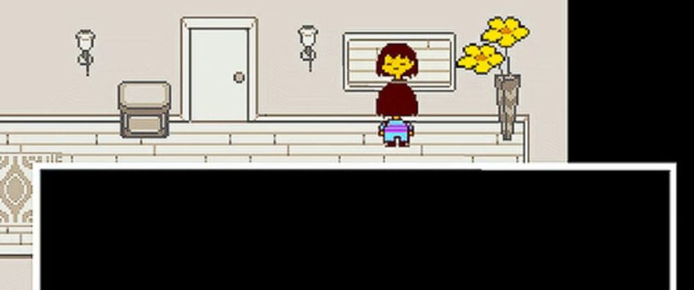 a video game scene with a girl standing in front of a door and the words despite ever on the screen