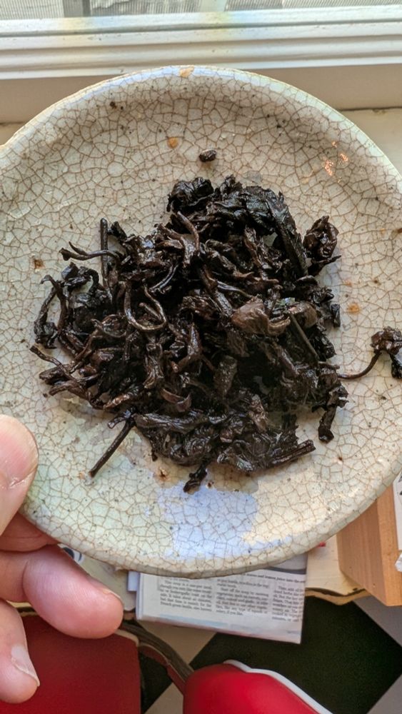 Spent shou puerh leaves