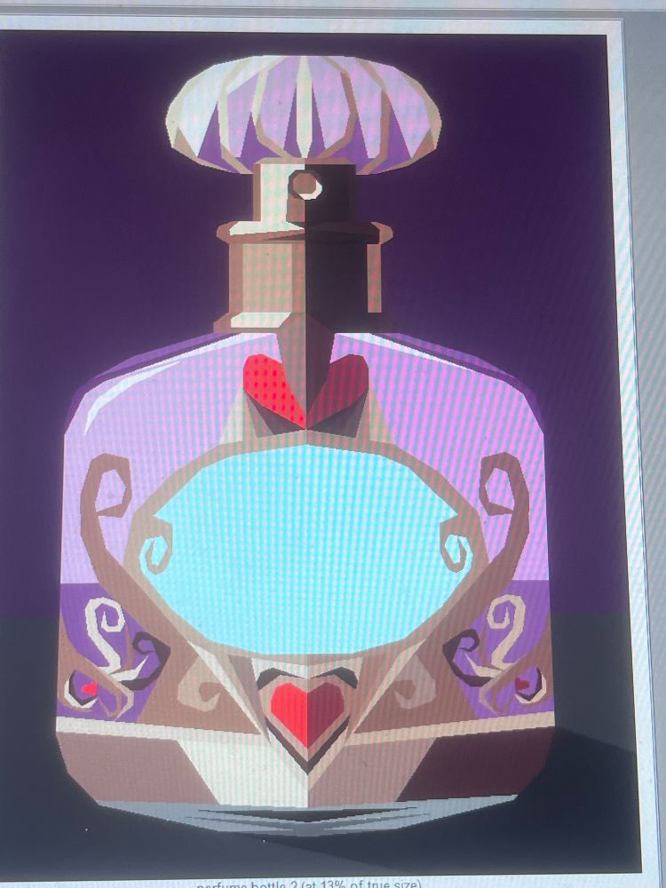 Perfume bottle design ready to be made into a quilt pattern 