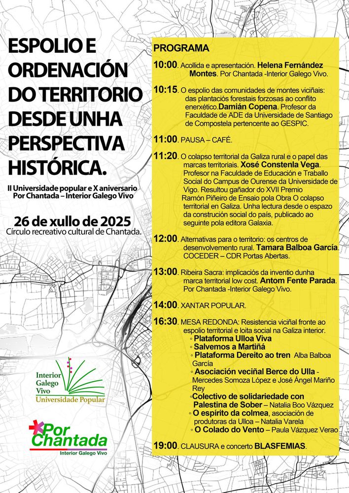 Cartaz da II Universidade Popular de Chantada coas palestras e actividades que se van a realizar