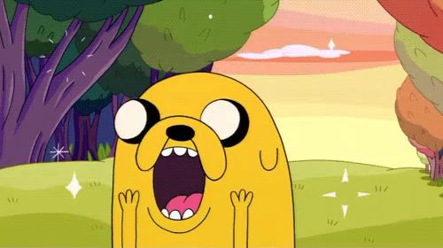 a cartoon character named jake from adventure time with his mouth wide open