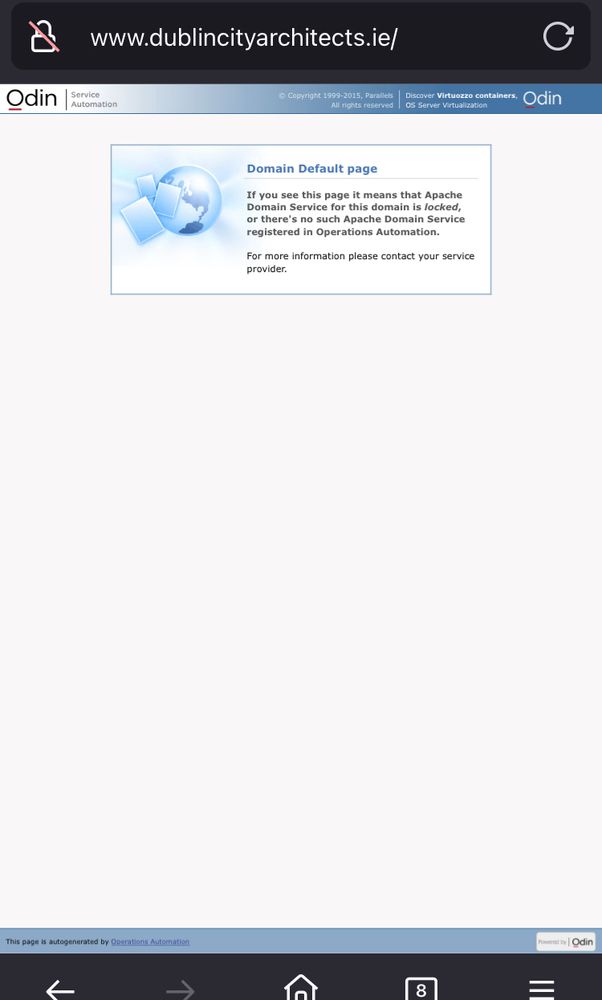 Domain default page showing that the website has expired 