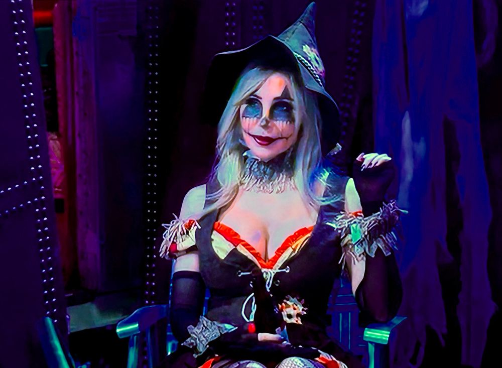 Diana “Darcy the Mail Girl” Prince with her costume game going. 