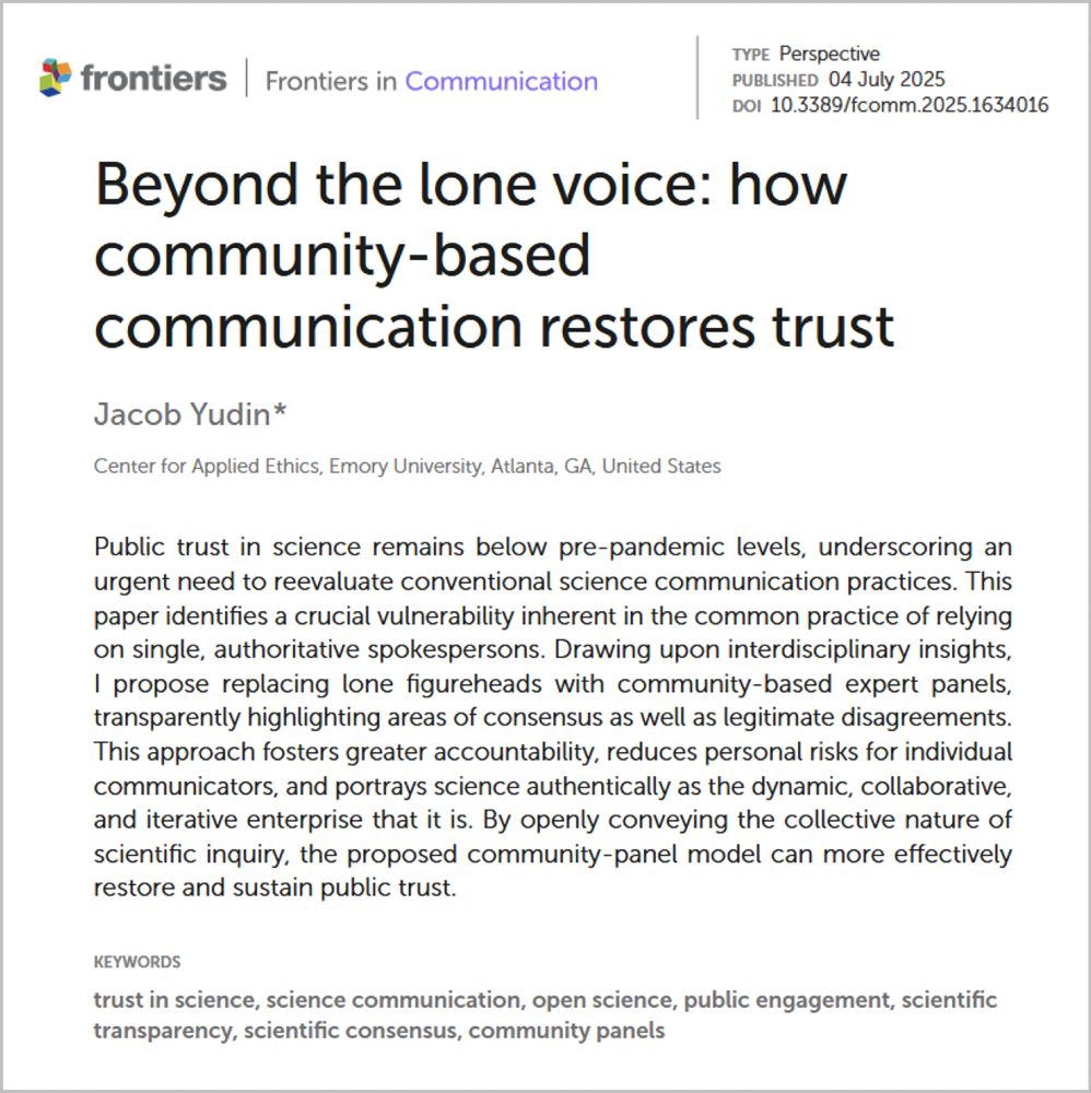 Title, author’s name, abstract, and keywords from a perspective article about science communication using community panels