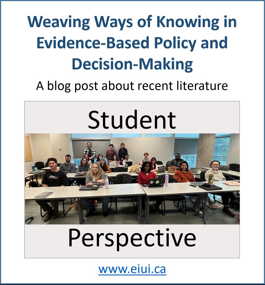 Title of a blog post about multiple ways of knowing in evidence-baesd policy and decision making written by graduate students and a class photograph