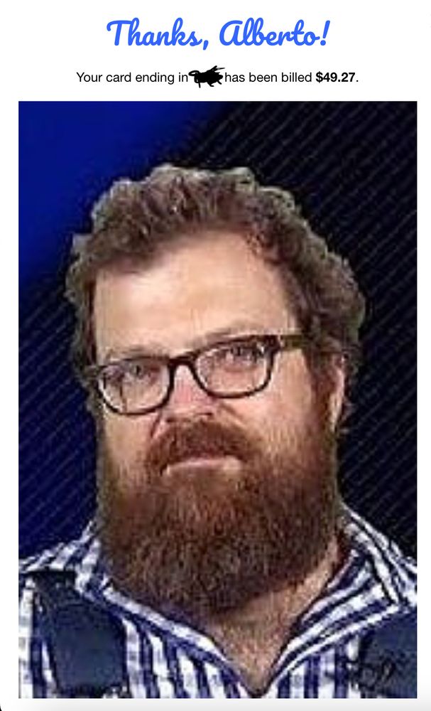 A picture of Shutdown Fullcast host Spencer Hall. Above his is a message of thanks for making a donation to New American Pathways.