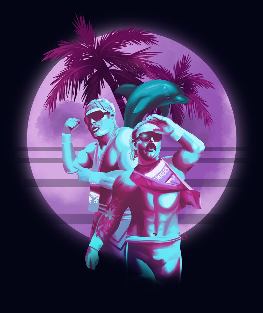 Illustration of The Outrunners wrestling tag team 