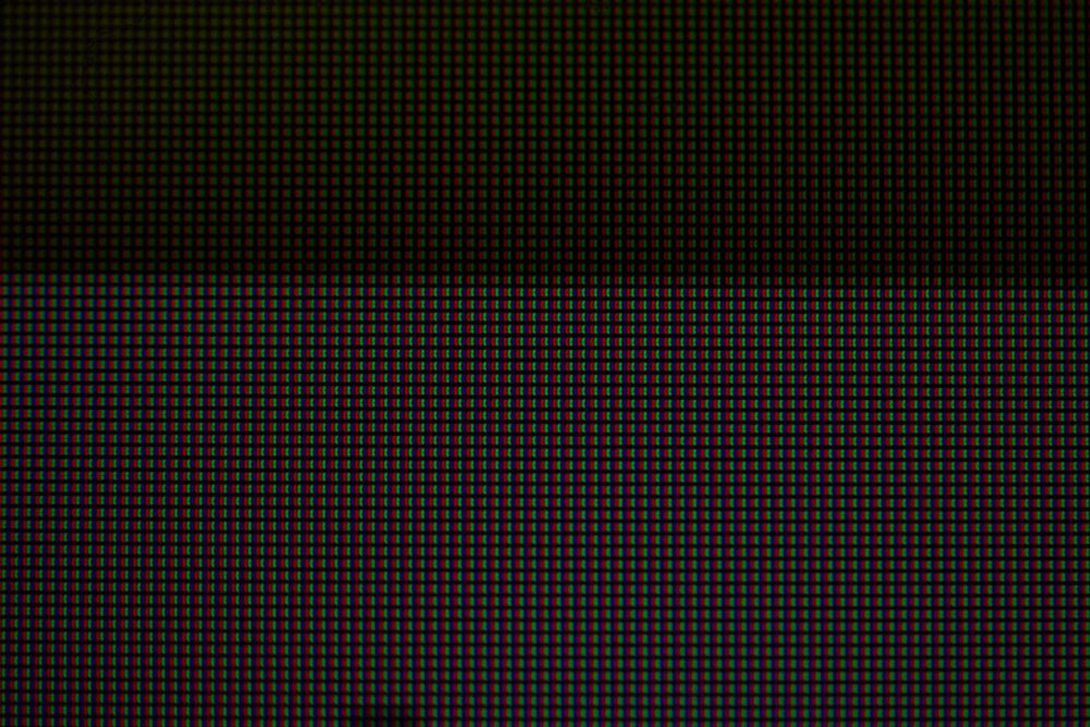 A macro view of a LCD display showing the subpixel layout.
