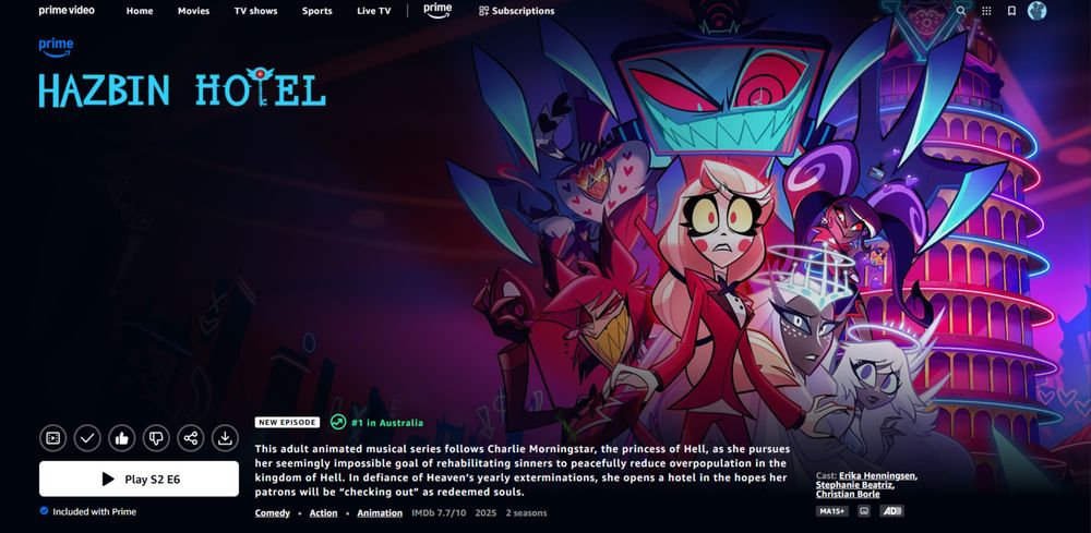 A screenshot of the Hazbin hotel landing page
