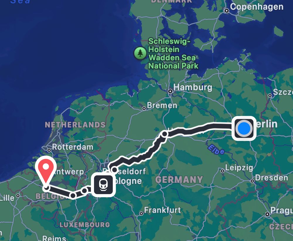 A screenshot of a map that shows the route