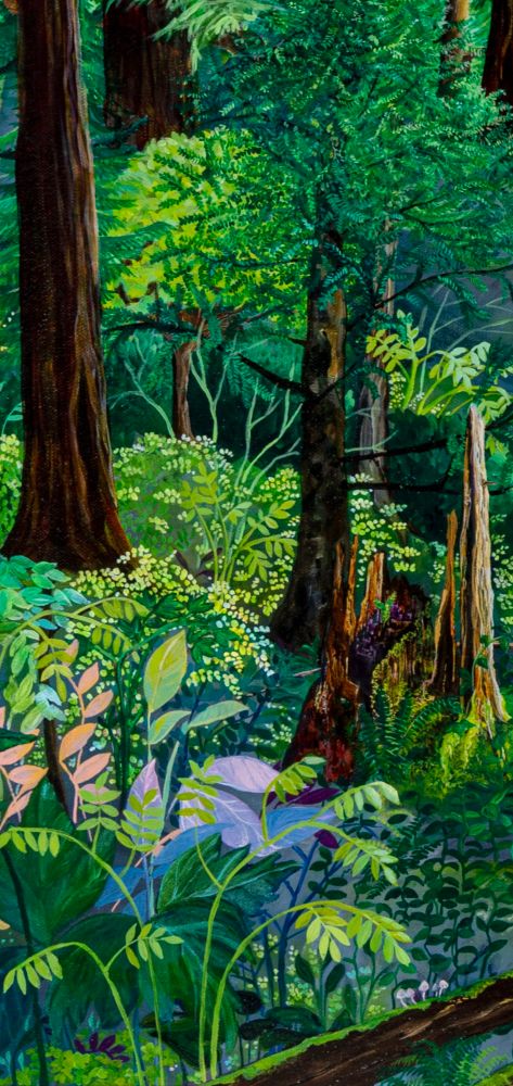 Acrylic painting of a forest.