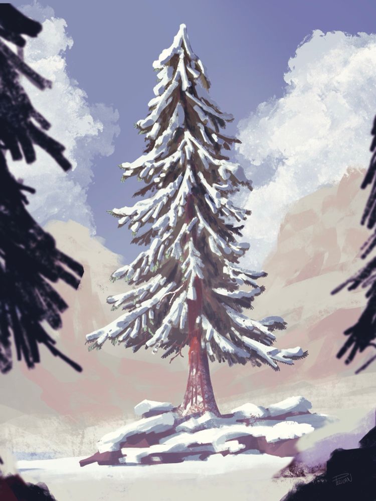 L’illustration d’un sapin, recouvert de neige
#illustration #digitalpainting