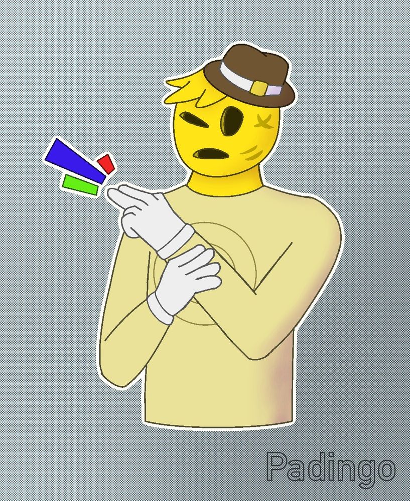 "BANG!"
Tumbleweed seemingly shooting colors out via the pointer and middle finger aimed at... something.
