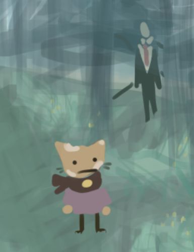 Pink Echo Cat being stalked by a strange slender man