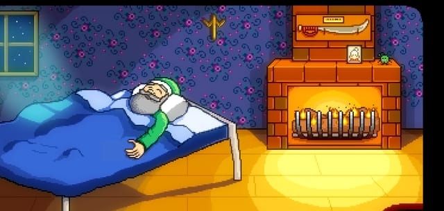 Meme pic of the grandpa on his deathbed in Stardew Valley