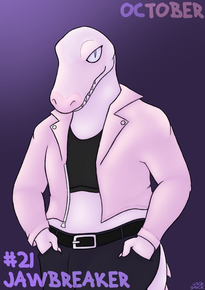 Jawbreaker, an albino alligator in a pink jacket