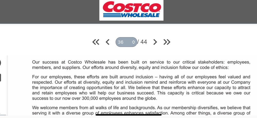 Screenshot of the statement from Costco 