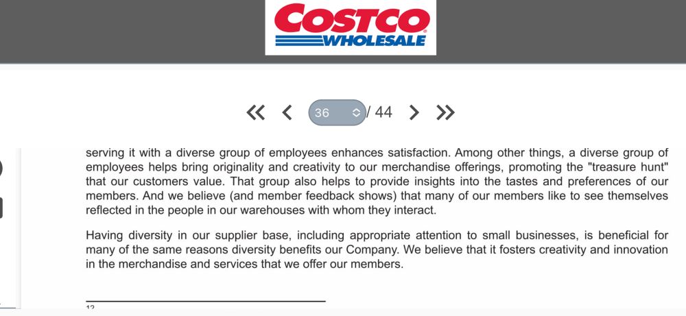 Screenshot of the statement from Costco 
