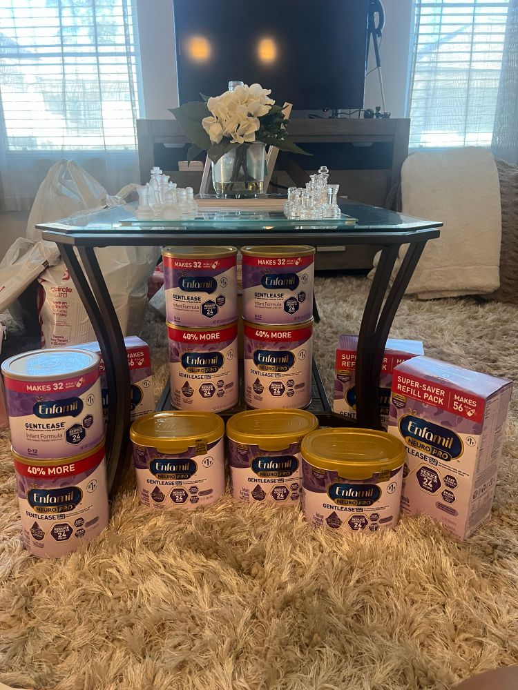 Stacks of infant formula 