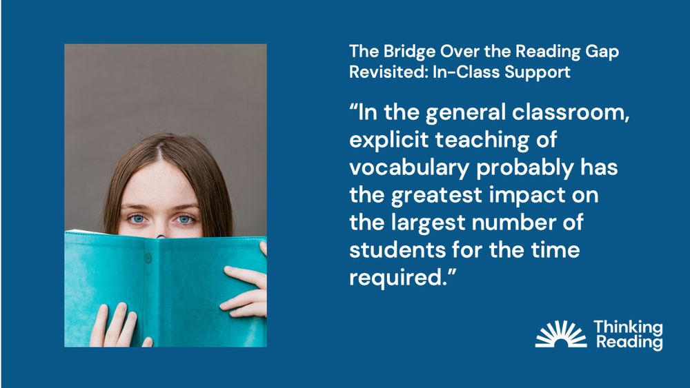 “In the general classroom, explicit teaching of vocabulary probably has the greatest impact on the largest number of students for the time required.”
