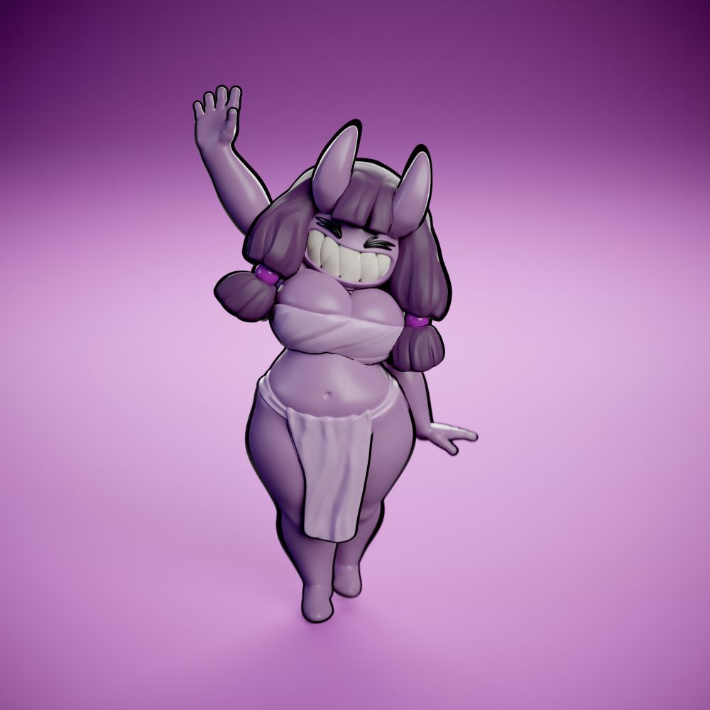 A little purple Imp waving at you