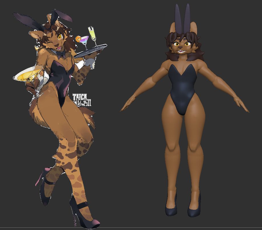 a hyena in a bunny outfit