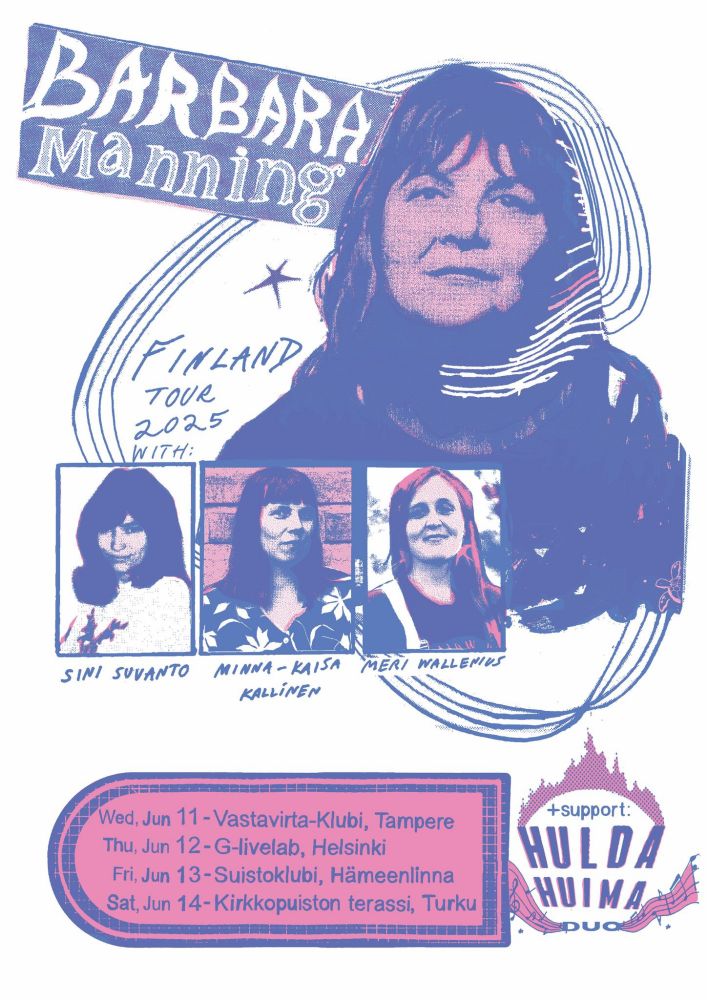 Barbara Manning in Finland tour, June 11,12 13,14 with all star all female band!