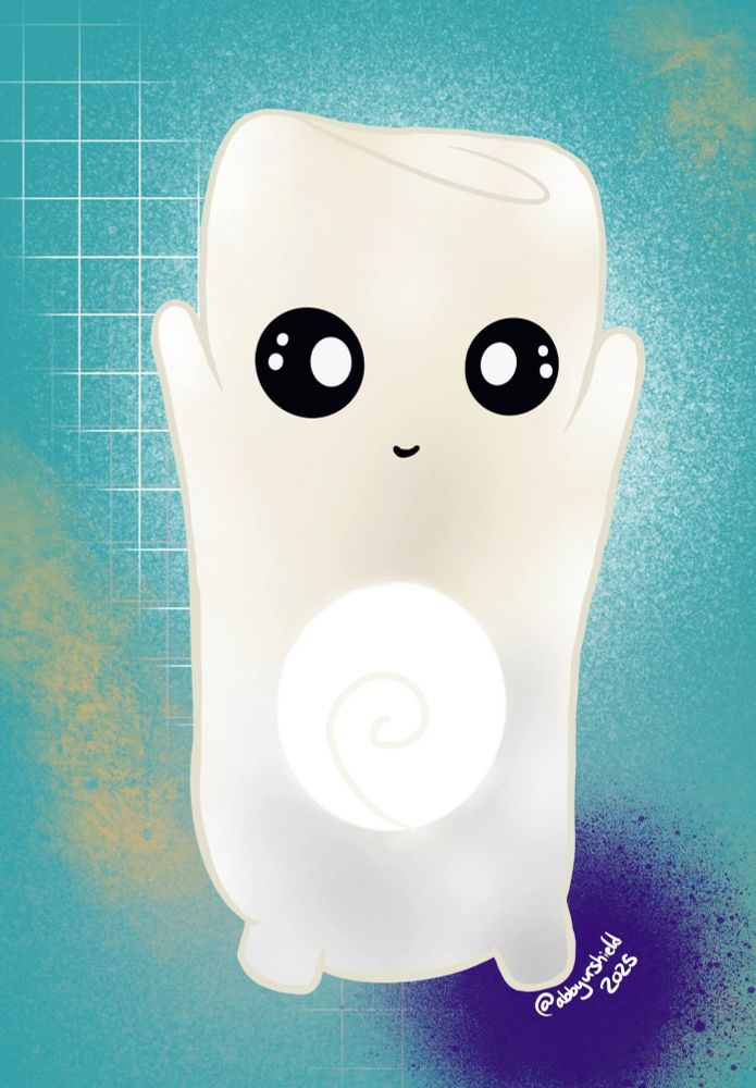 Fortnite air sprite in a cream colour stretching its arms up as high as it can (they are little arms) 