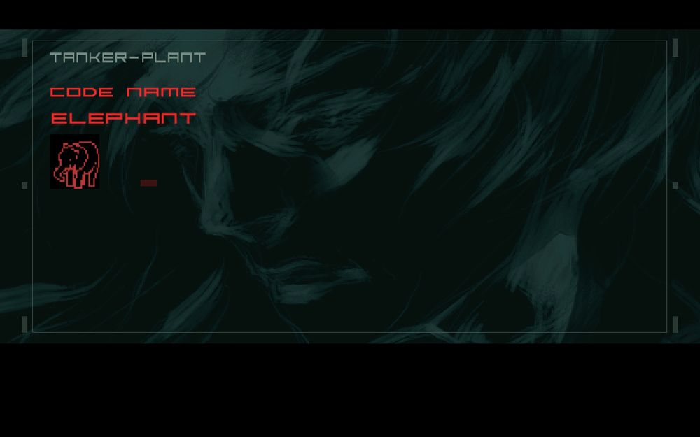 A code name , image of an elephant and a sketch of a man in the back.