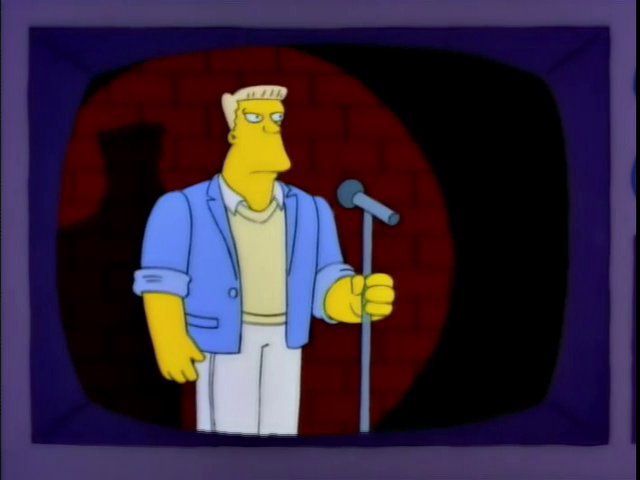 simpsons screenshot. McBain after telling a joke then saying, "that's the joke"