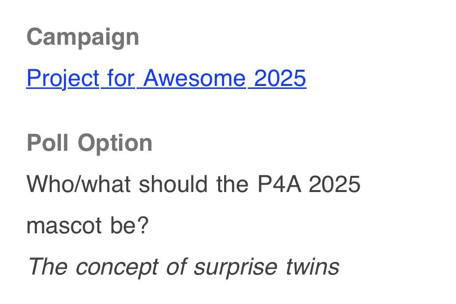 Screenshot of a donation receipt in support of "The concept of surprise twins" as official mascot