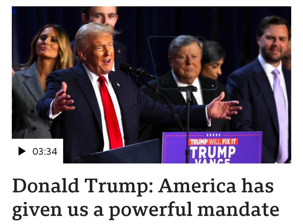 Headline: "Donald Trump: America has given us a powerful mandate"