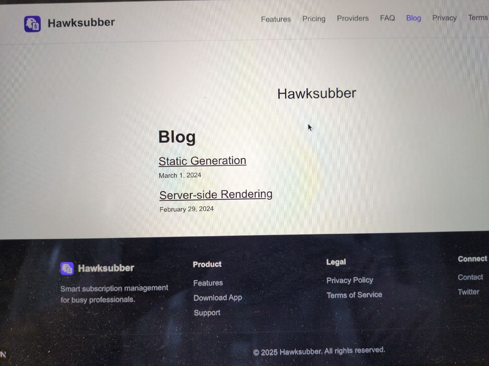A picture of the top page of the blog I'm working on