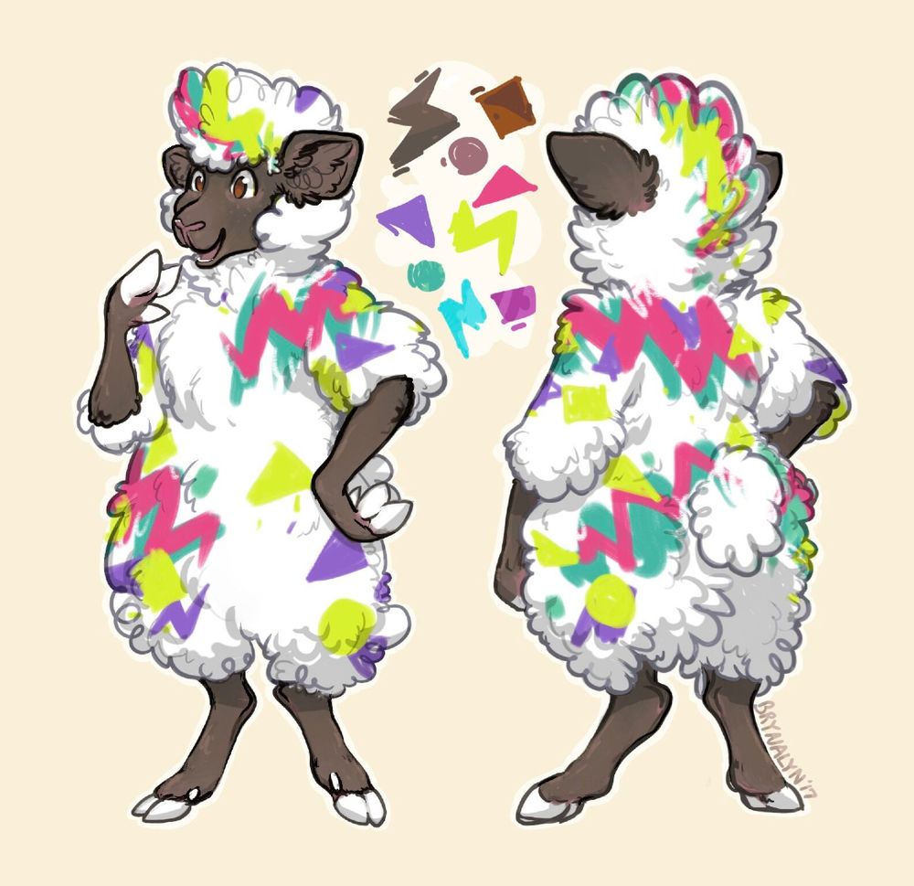 digital art commission from 2017 of a furry sheep oc design