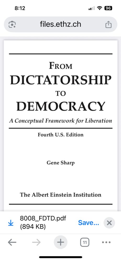 Cover page for the book “from dictatorship to democracy - a conceptual framework for liberation”
by Gene Sharp