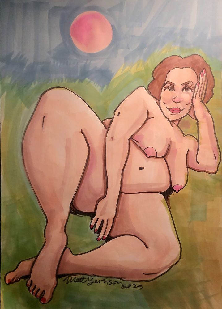 Color drawing of a nude woman