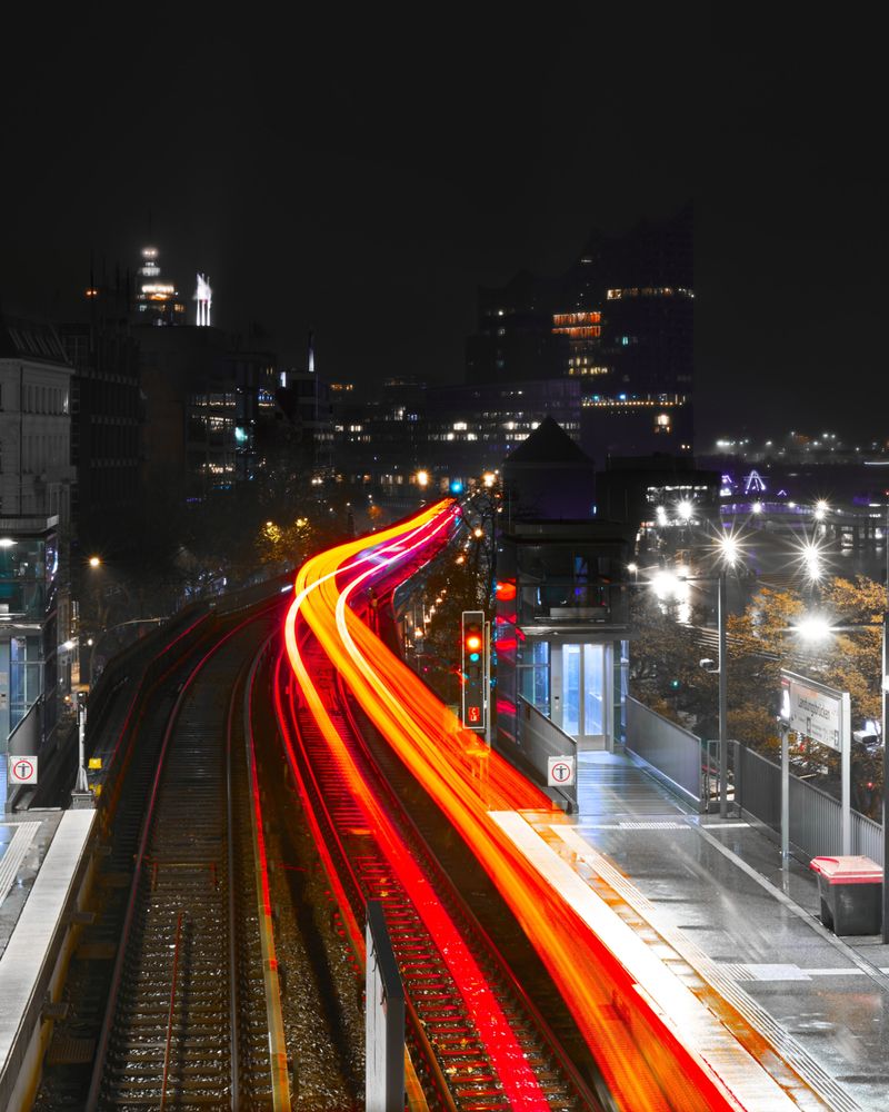 Light trail in red