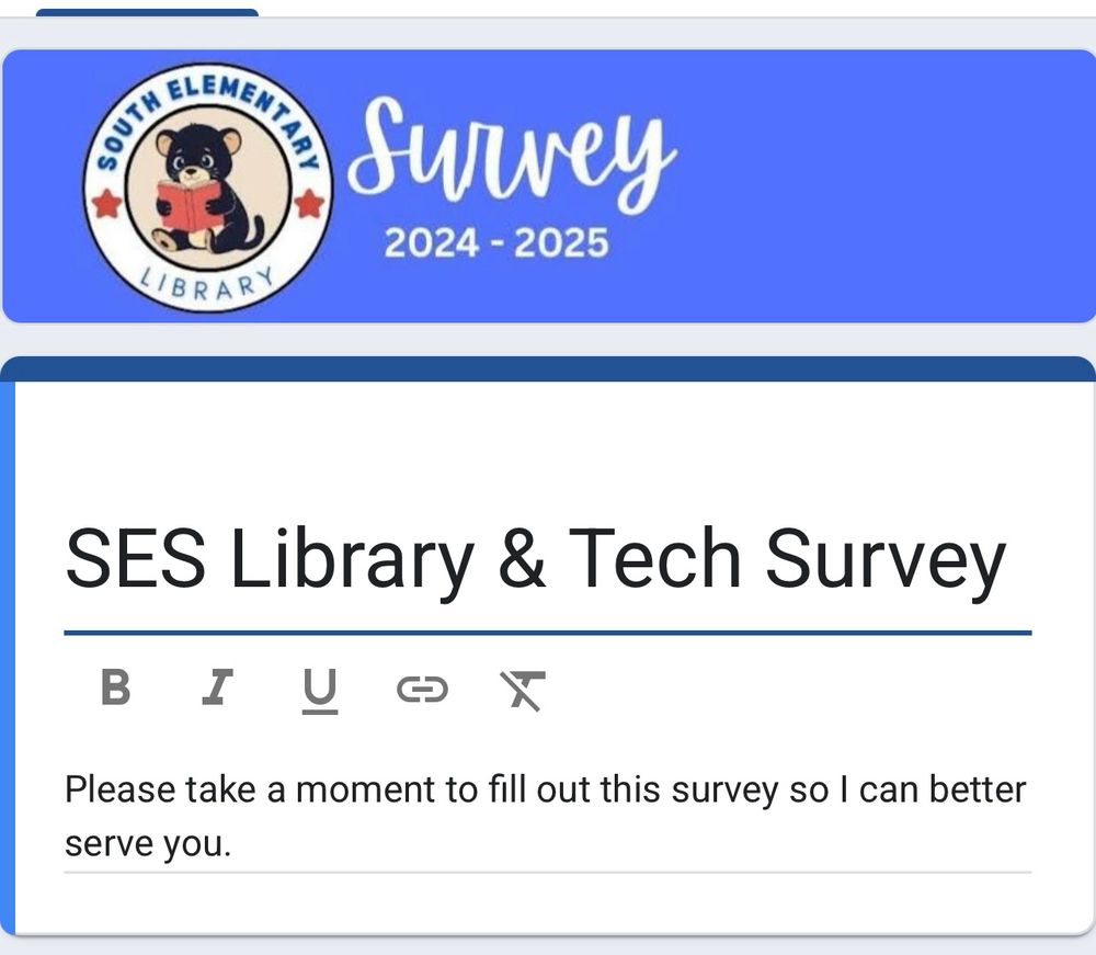 Image of the top banner of a school library survey 