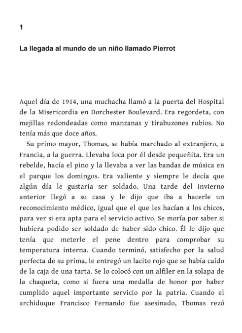 Inicio del primer capítulo de El Hotel de los Corazones Solitarios, titulado: La llegada al mundo de un niño llamado Pierrot.