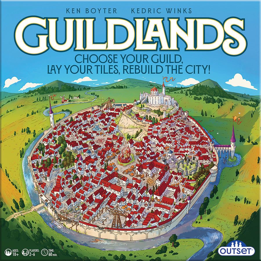 Box cover of new board game Guildlands.