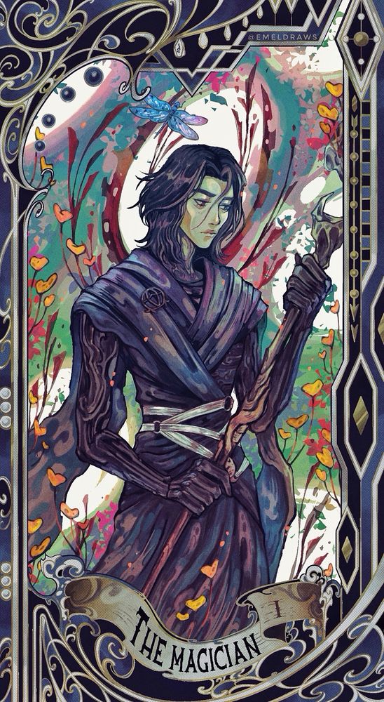Tarot card of Viktor from Arcane portayed as The Magician