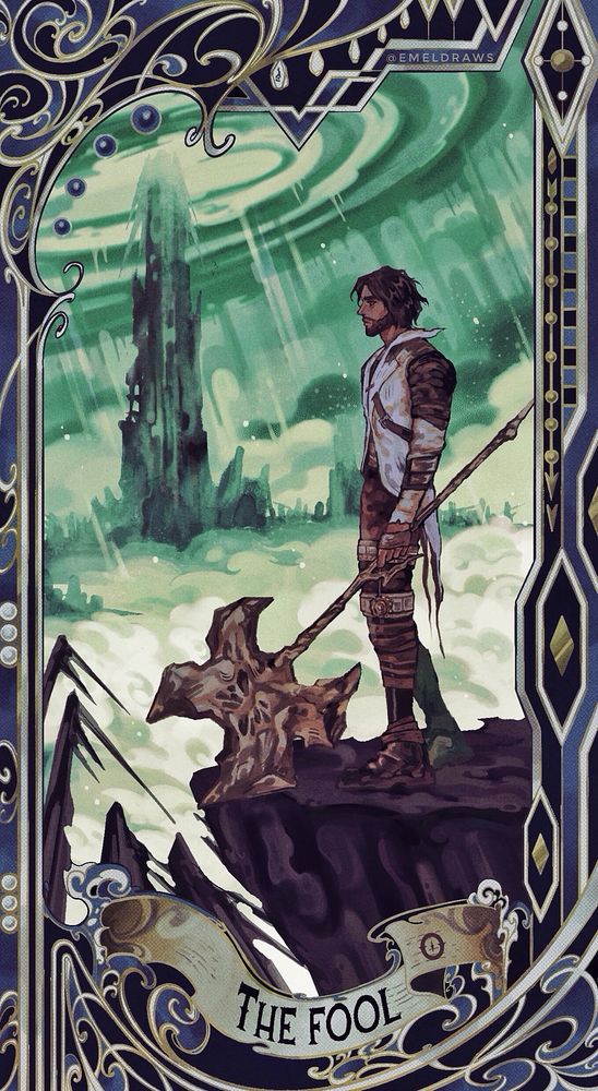 Tarot card of Jayce Talis from Arcane portrayed as The Fool