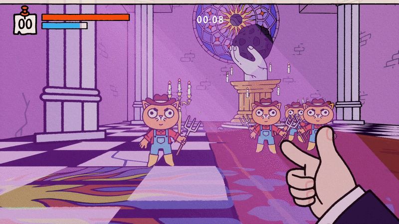 shooting with fingers caused a blast in a shape of "thumbs up" gesture 