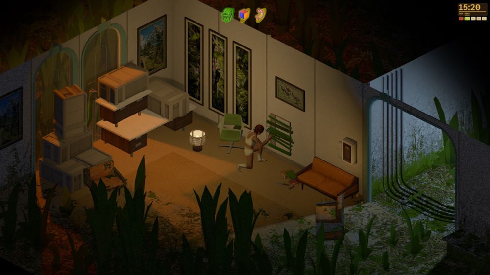 A player secures down a vent opening before going to bed