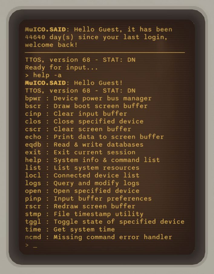 List of commands from Dandelion Void's terminal operating system.