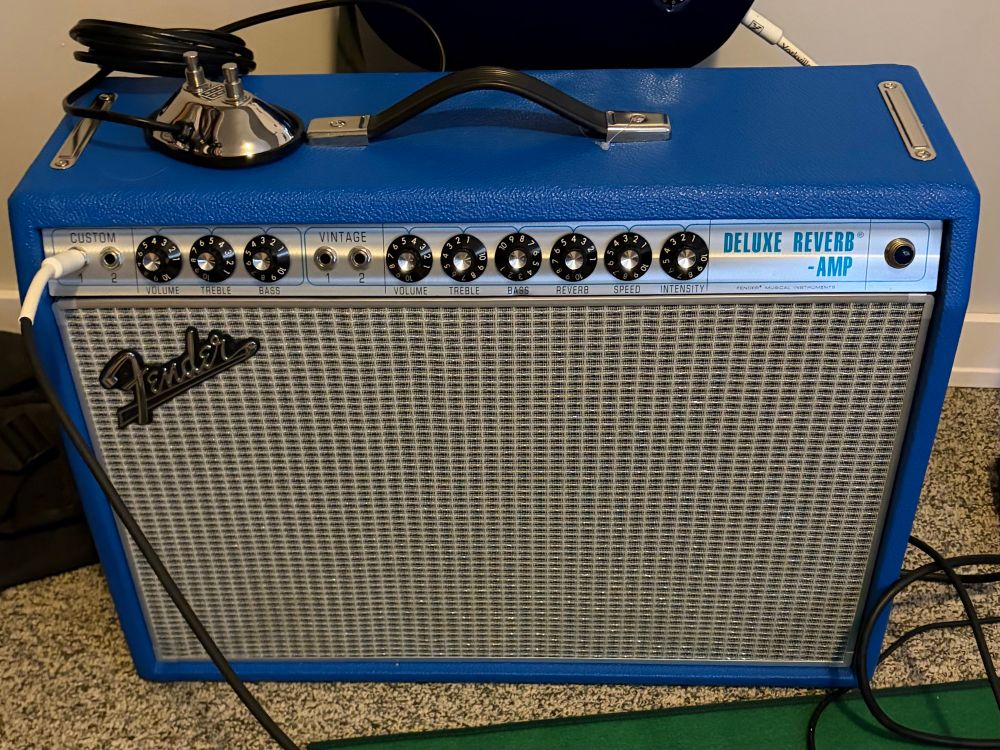 A ‘68 Custom Deluxe Reverb reissue in blue.