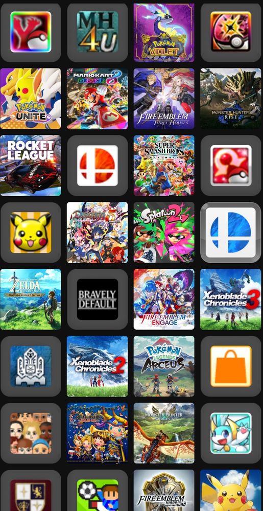 An even bigger array of games played over 100 hours on Switch/3DS/Wii U